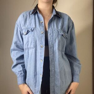 Vision I Vintage Cotton Button Up Corduroy Collar Top Size Small